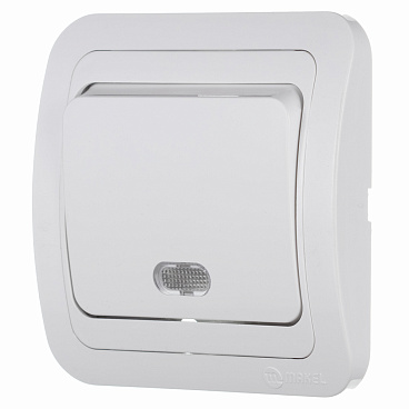 Выключатель Makel Mimoza одноклавишный встраиваемый белый с подсветкой (12021)