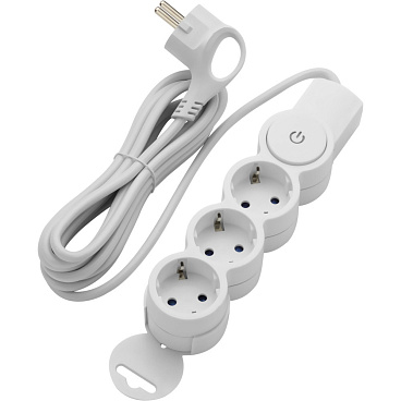 Удлинитель Düwi 3 розетки 3 м ПВС 3х0,75 кв.мм 10 А 2,2 кВт с кнопкой белый (32008 3)