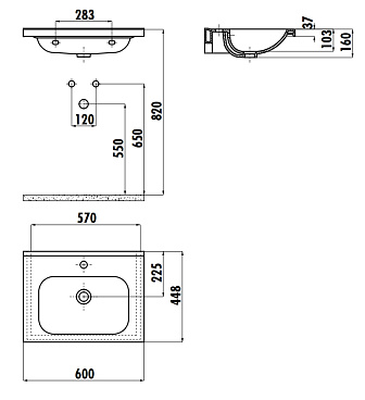 Раковина мебельная 45*60 см, IDEAL 60, цв. белый ID060-00CB00E-0000