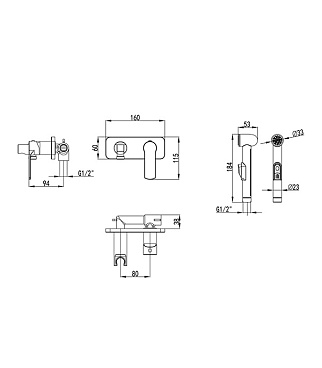 Смеситель с гигиеническим душем встраиваемый Lemark Grace со скрытой частью в комплекте хром (LM1519C)