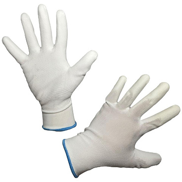 Перчатки нейлоновые с полиуретановым обливом белые 10 (XL)