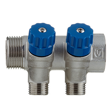 Коллектор Valtec 1 ВР(г) х 2 выхода 1/2 НР(ш) х 1 НР(ш) регулируемый (VTc.560.N.0602)