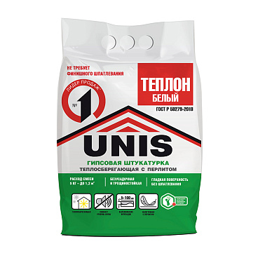 Штукатурка гипсовая Unis Теплон белая 5 кг