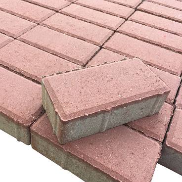 Плитка тротуарная Брусчатка кирпичик 100х200х60 мм красная