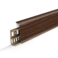 Плинтус ПВХ напольный Деконика 70 мм орех 2200 мм Г-профиль с кабель-каналом