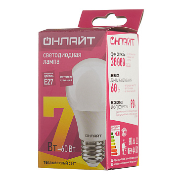 Лампа светодиодная Онлайт E27 2700К 7 Вт 525 Лм 220-240 В груша матовая