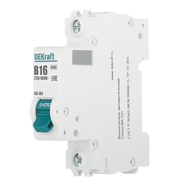 Автоматический выключатель модульный Dekraft BA-101 1P 16А тип B 4,5 кА 230/400 В (11006DEK)