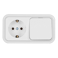 Блок выключатель и розетка Svet одноклавишный накладной белый (EV0362-5120)