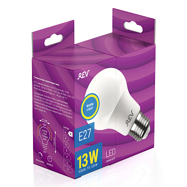 Лампа светодиодная Rev E27 2700К 13 Вт 1040 Лм 180-240 В груша A60 матовая диммируемая