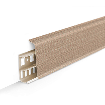 Плинтус ПВХ напольный Деконика 70 мм дуб северный 2200 мм Г-профиль с кабель-каналом