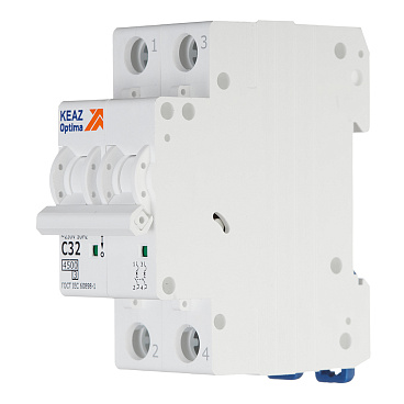 Автоматический выключатель модульный КЭАЗ OptiDin BM63 2P 32А тип C 4,5 кА 230/400 В (326806)