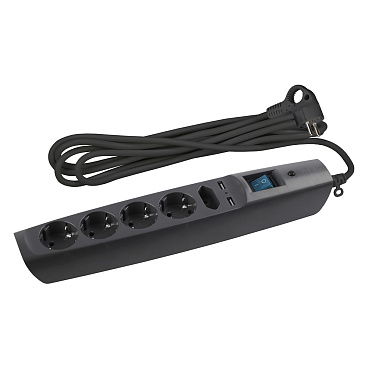 Сетевой фильтр 5 розеток 2 м 10 А 2,2 кВт черный (C0043326/6192)