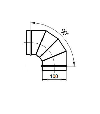Отвод для круглых воздуховодов d100 мм на 90° оцинкованный