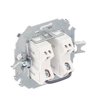 Выключатель Simon 15 двухклавишный встраиваемый белый с подсветкой (1591392-030)