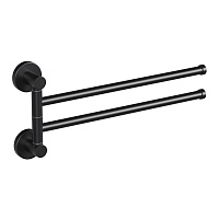 Полотенцедержатель Haiba HB8712 375 мм двойной поворотный на шуруп металл черный (550609)