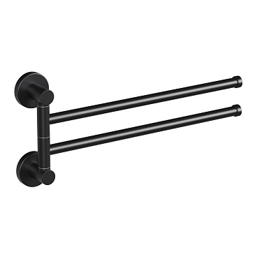 Полотенцедержатель Haiba HB8712 375 мм двойной поворотный на шуруп металл черный (550609)