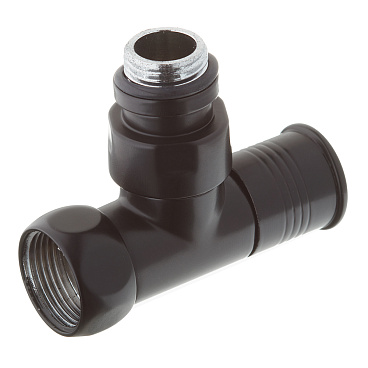 Вентиль с круглой ручкой для полотенцесушителя ЛД 1/2х3/4 черный матовый (2 шт.)