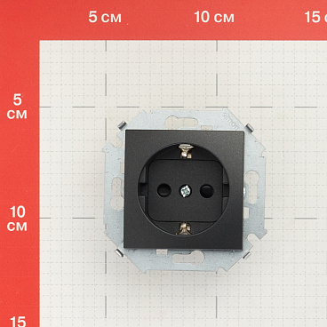 Розетка Simon 15 встраиваемая графит со шторками (1591443-038)