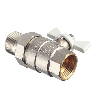 Кран шаровой латунный Valtec Base 3/4 ВР(г) х 3/4 НР(ш) бабочка с полусгоном прямой (VT.227.NW.05)