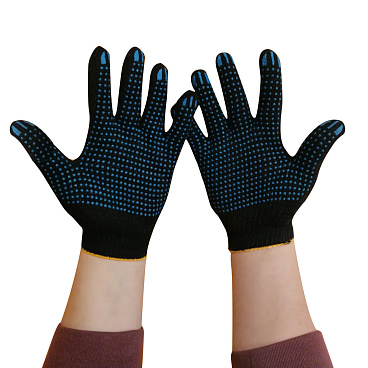 Перчатки х/б 4 нити с ПВХ покрытием черные 10 (XL)