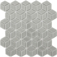 Мозаика Mir Mosaic Natural Steppa ромбы серая стеклянная 270х260х5 мм глянцевая