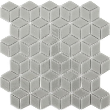 Мозаика Mir Mosaic Natural Steppa ромбы серая стеклянная 270х260х5 мм глянцевая