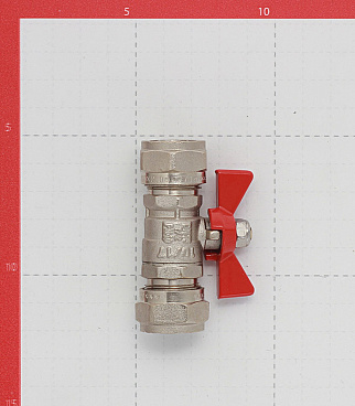 Кран шаровой латунный Valtec 16 обж(ц) х 16 обж(ц) для металлопластиковых труб бабочка прямой (VT.343.N.1616)