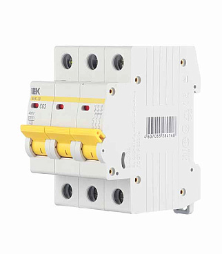 Автоматический выключатель модульный IEK Karat ВА 47-29 3P 63А тип C 4,5 кА 400 В (MVA20-3-063-C)