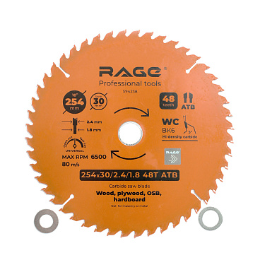 Диск пильный по дереву Rage by Vira Universal 254х30х1,8 мм 48 зубьев (594238)