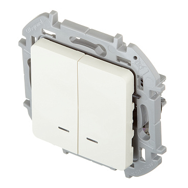 Выключатель Legrand Inspiria двухклавишный встраиваемый слоновая кость с подсветкой (673631)