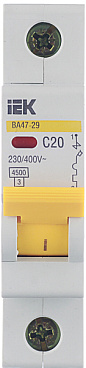 Автоматический выключатель модульный IEK Karat ВА 47-29 1P 20А тип C 4,5 кА 230/400 В (MVA20-1-020-C)