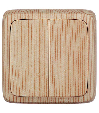 Выключатель Hegel Alfa двухклавишный накладной сосна (ВА10-153-02)