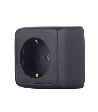 Розетка Hegel Alfa накладная черная с изолирующей пластиной (РА16-113-08)