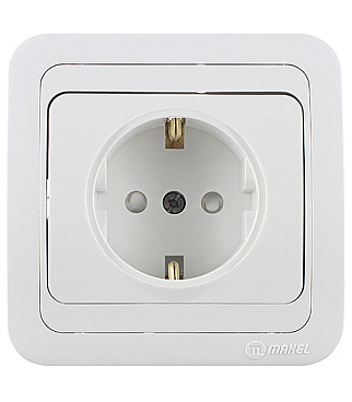 Розетка Makel Mimoza встраиваемая белая со шторками (12058)