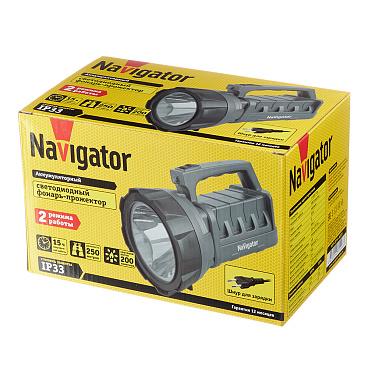 Фонарь ручной Navigator (715963) светодиодный 1 LED 3 Вт аккумуляторный SLA 3000 мАч пластик