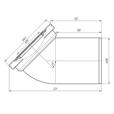 Отвод для унитаза АНИ пласт d110 мм 45° пластиковый переходной для унитаза (W4220)