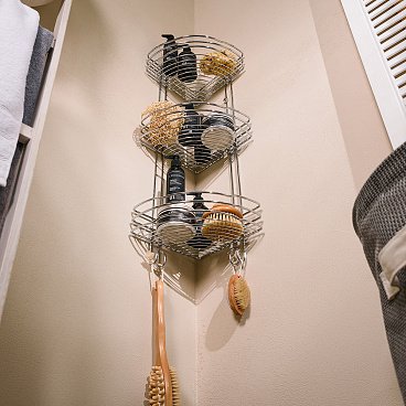 Полка для ванной ЧМЗ Стамбул угловая трехъярусная 222х222х720 мм металл хром (501-006-01)