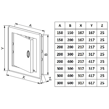 Люк ревизионный Центр Тагис ЛР пластиковый 200х300 мм врезной черный