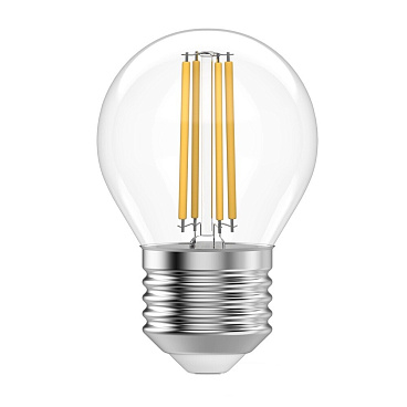 Лампа светодиодная филаментная Gauss Filament E27 2700К 10 Вт 650 Лм 190-240 В шар G45 прозрачная