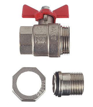 Кран шаровой латунный Valtec Base 3/4 ВР(г) х 3/4 НР(ш) бабочка с полусгоном прямой (VT.227.N.05)