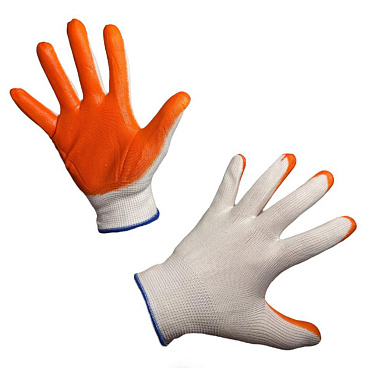 Перчатки полиэстеровые с нитриловым обливом белые 9 (L)