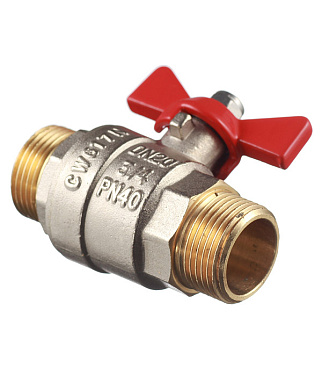 Кран шаровой латунный Valtec Base 3/4 НР(ш) х 3/4 НР(ш) бабочка прямой (VT.219.N.05)