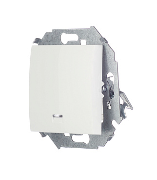 Выключатель Simon 15 одноклавишный встраиваемый белый с подсветкой (1591104-030)