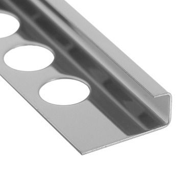 Профиль для плитки до 8 мм полированный Г-образный нержавеющая сталь 2700х25х9,6 мм