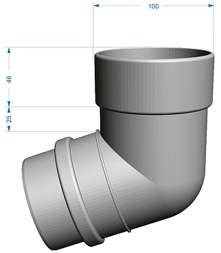 Колено трубы Docke Lux пластиковое d100 мм 72° шоколад RAL 8019