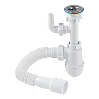 Сифон для раковины АНИ пласт 1 1/4х40 мм с выпуском 40/50 мм с соединением 40/50 мм с отводом белый (C1315)