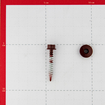 Саморезы кровельные с буром 35х4,8 мм металл-дерево красное вино RAL 3005 (60 шт.)