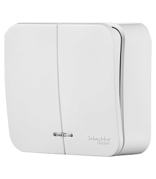 Выключатель Systeme Electric Blanca двухклавишный накладной белый с подсветкой (BLNVA105111)