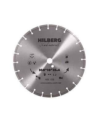 Диск алмазный по бетону Hilberg 350x25,4x3,2 мм сегментный сухой рез (HM108)