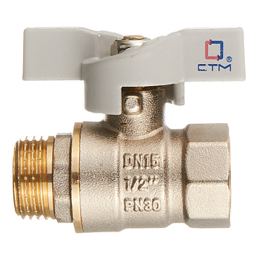 Кран шаровой латунный СТМ 1/2 ВР(г) х 1/2 НР(ш) бабочка прямой